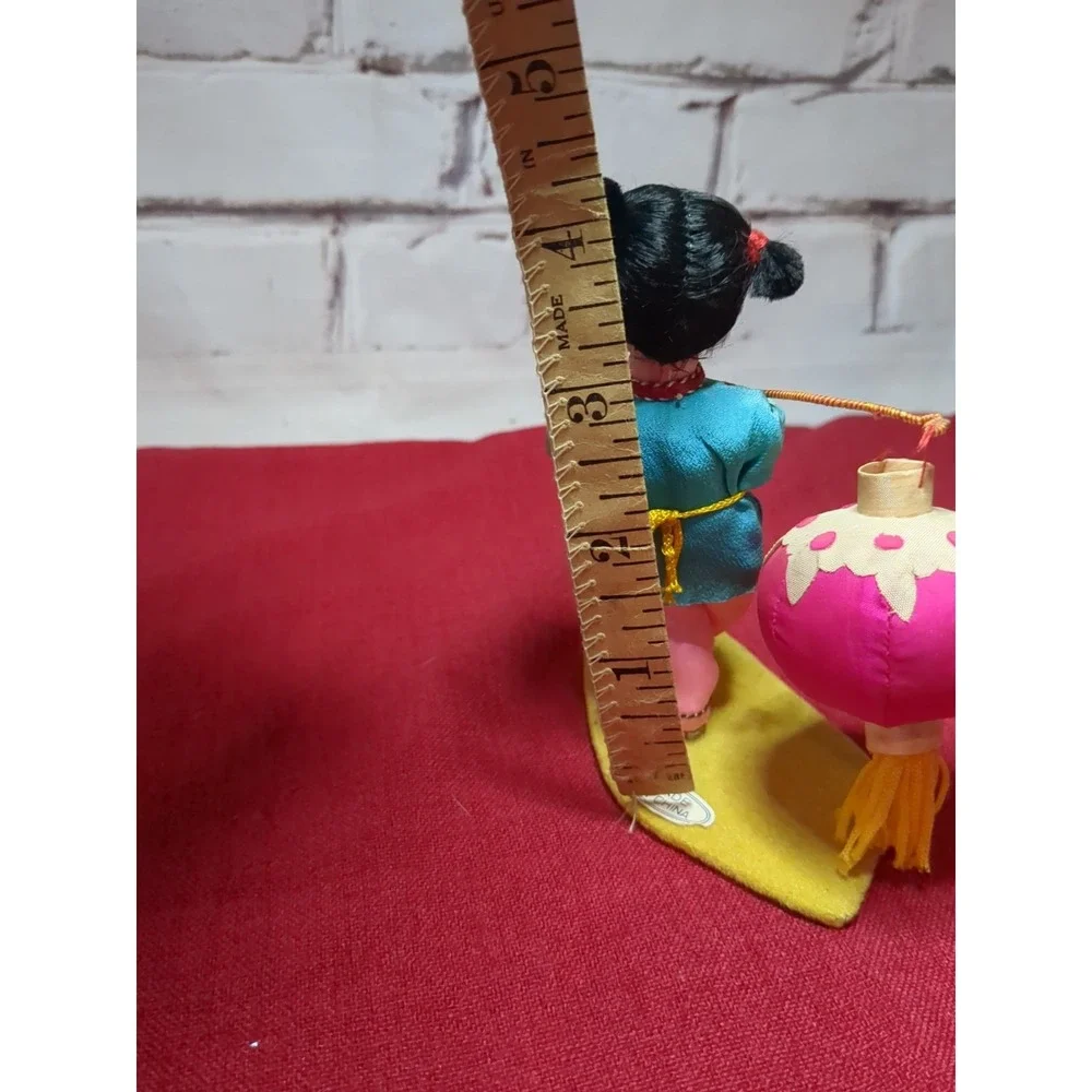 Vintage Peking Silk Doll Figure, Asian Girl Chinese Painted Face Lantern 5